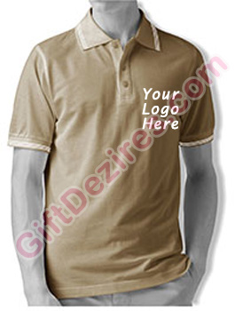 Designer Brown Desert Sand and White Color T Shirt With Logo Printed